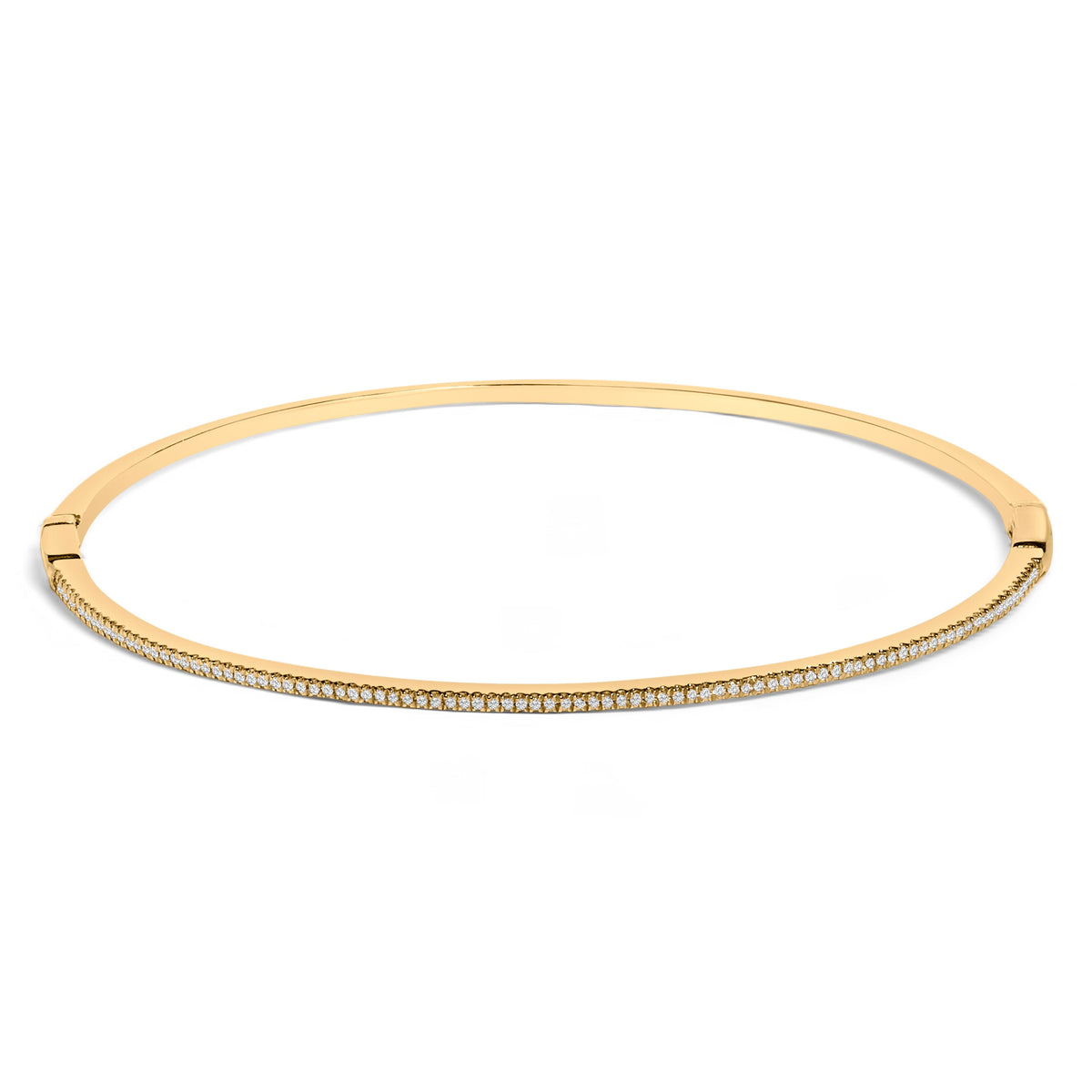 14K Yellow Gold 1/3 Cttw Diamond Half Eternity Bangle Bracelet (I-J Color, I2-I3 Clarity) - 7.75" Inches