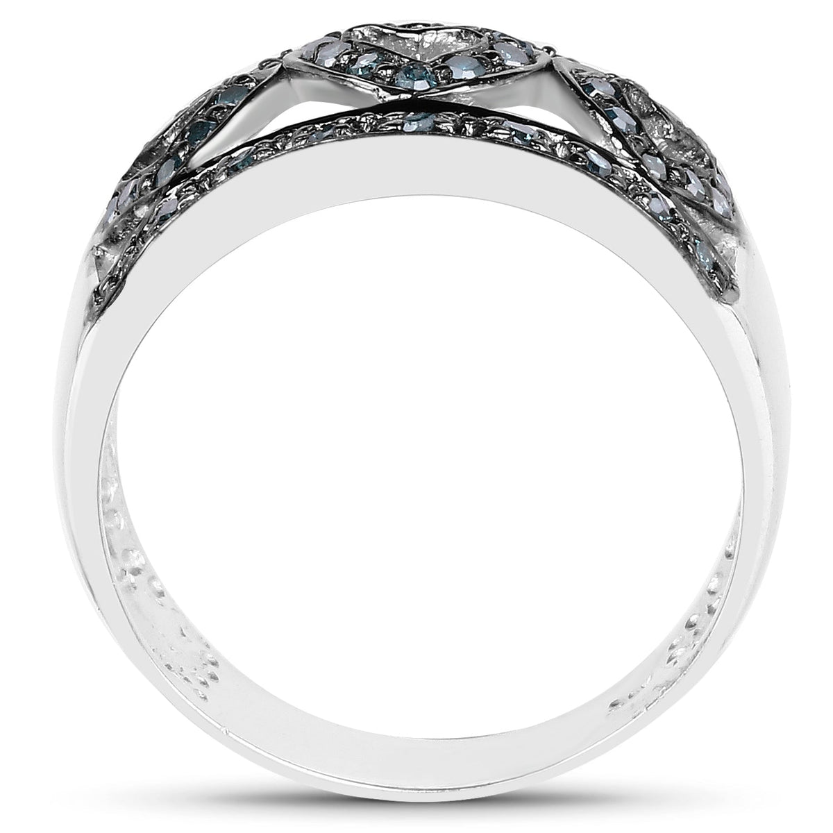 0.32 Carat Genuine Blue Diamond .925 Sterling Silver Ring