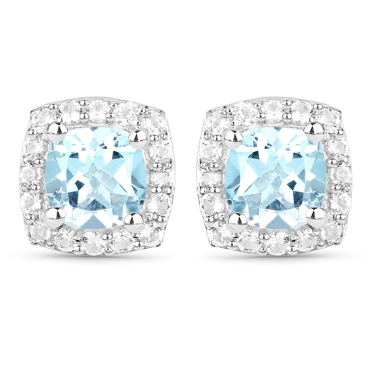 4.62 Carat Genuine Blue Topaz and White Topaz .925 Sterling Silver 3 Piece Jewelry Set (Ring, Earrings, and Pendant w/ Chain)