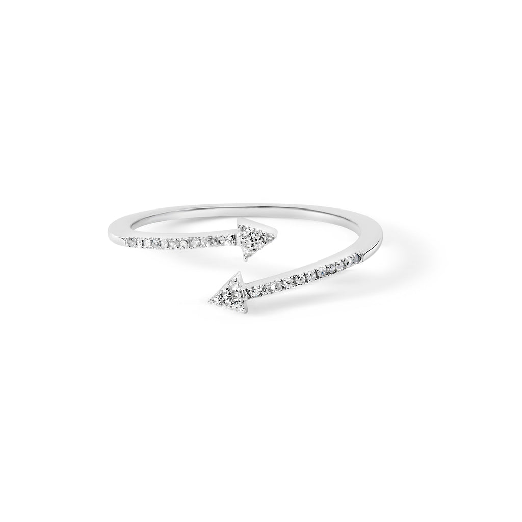 .925 Sterling Silver 1/5 Cttw Diamond Double Arrowhead Open Ring (I-J Color, I2-I3 Clarity) - Ring Size 6