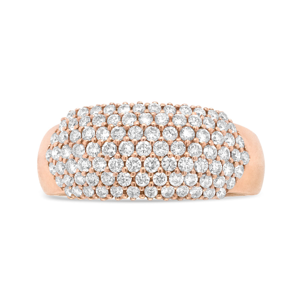 18K Rose Gold 1.00 Cttw Diamond Multi Row Dome Band Ring (F-G Color, VS1-VS2 Clarity) - Ring size 7