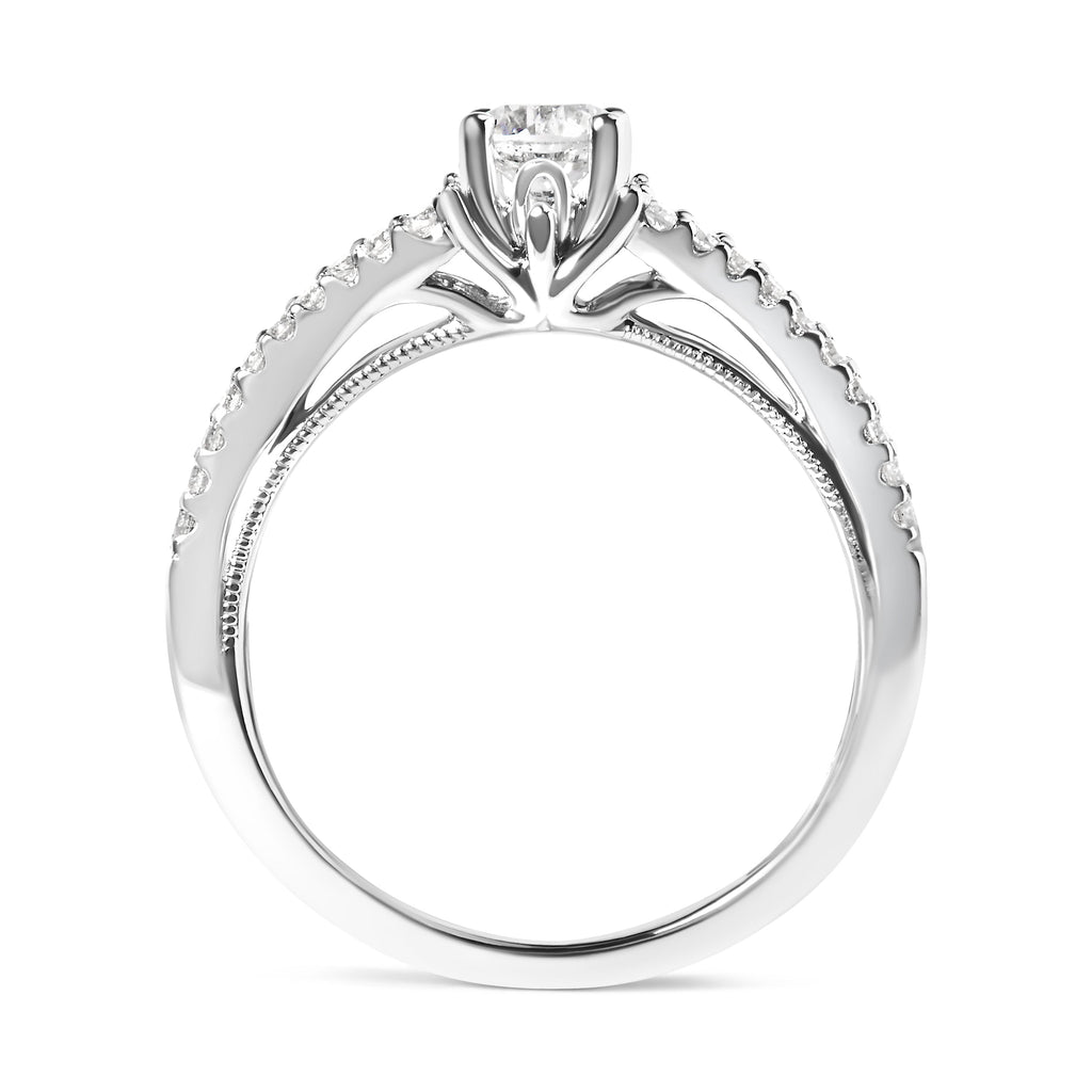 14K White Gold 5/8 Cttw Diamond Split Shank Engagement Ring  (G-H Color, VS2-SI1 Clarity) - Size 7