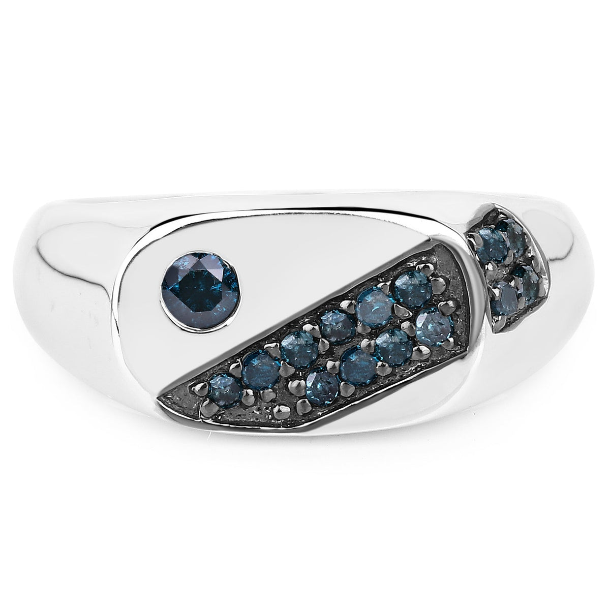 0.31 Carat Genuine Blue Diamond .925 Sterling Silver Ring