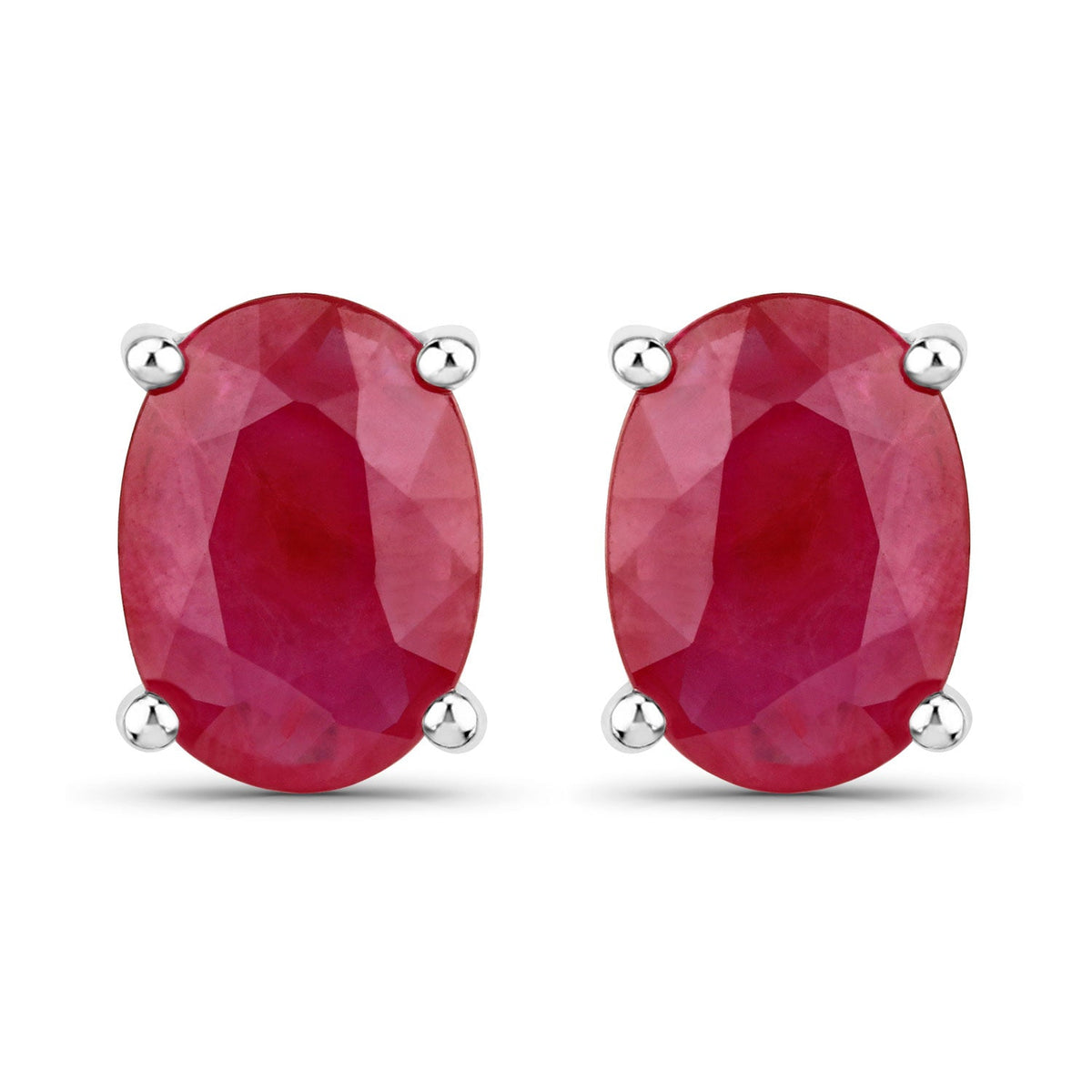 1.70 Carat Genuine Ruby 14K White Gold Earrings