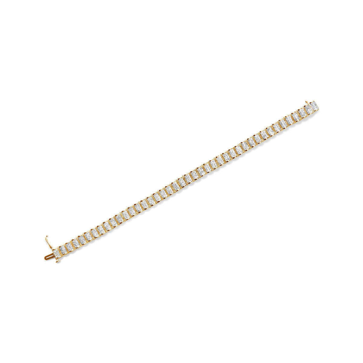 14K Yellow Gold 5.0 Cttw Invisible Set Princess-cut Diamond Buckle Link Tennis Bracelet (H-I Color, SI2-I1 Clarity) - Size 7.25"