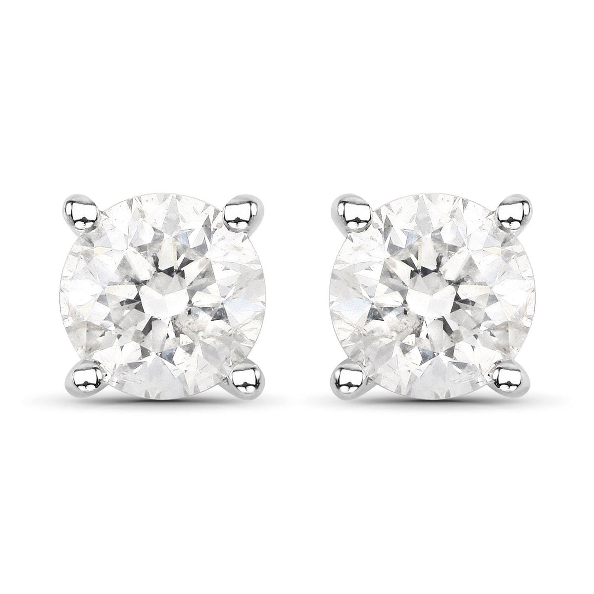 0.80 Carat Genuine White Diamond 14K White Gold Earrings