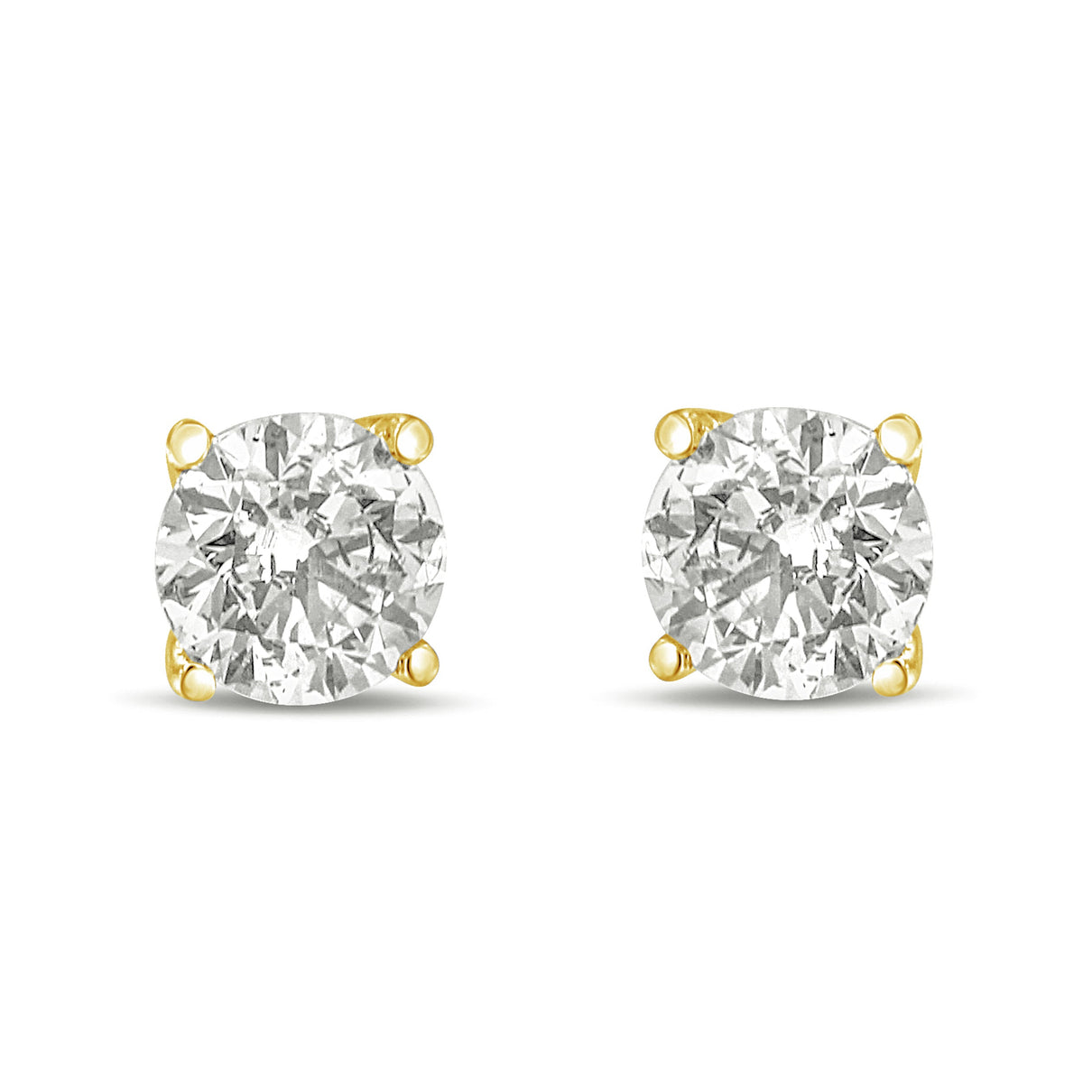 14K Yellow Gold 1.0 Cttw Lab Grown Diamond Solitaire Stud Earrings