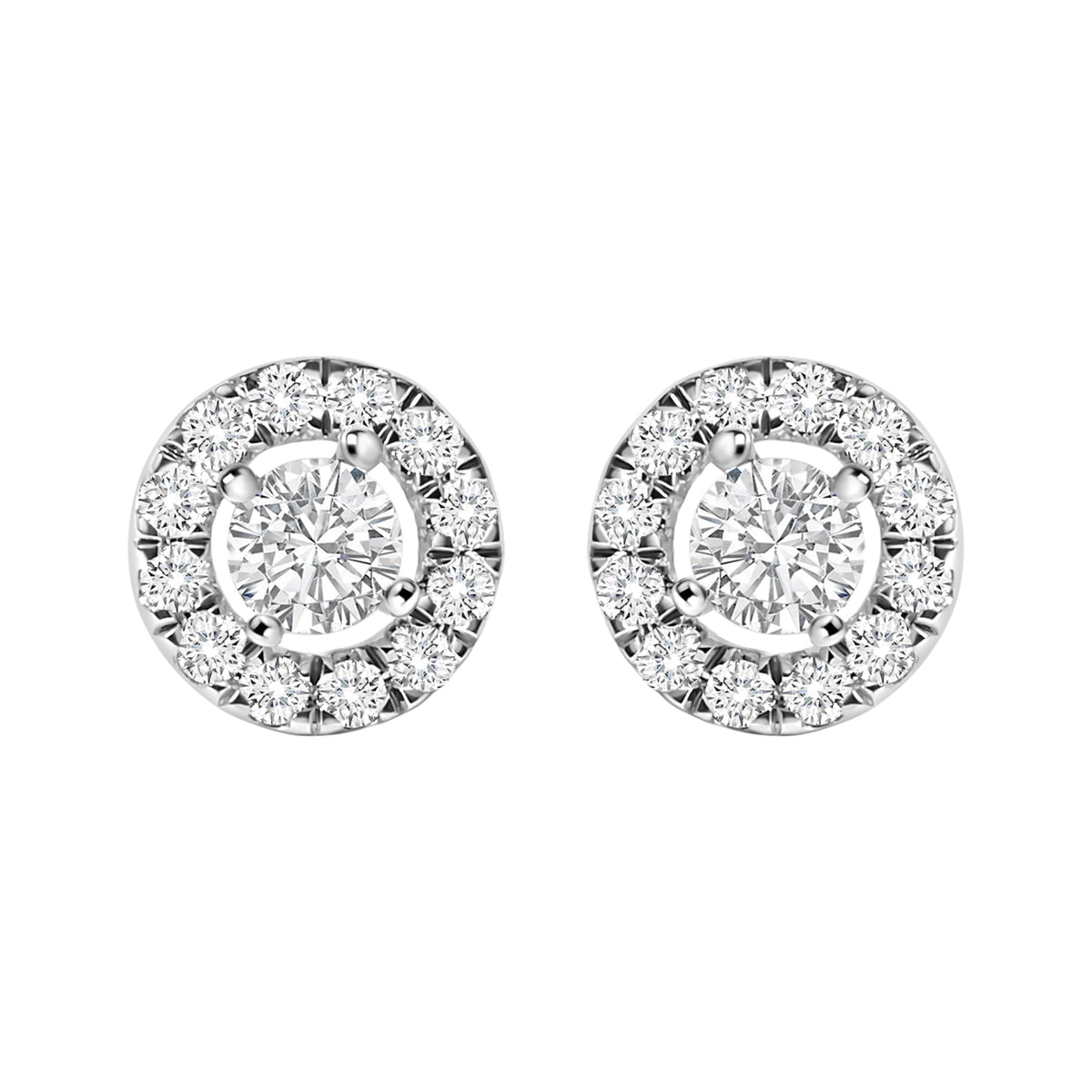 14K White Gold 3/4 Cttw Lab-Grown Diamond Floating Halo Stud Earring (F-G Color, VS1-VS2 Clarity)