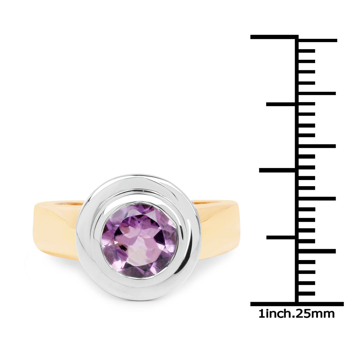 14K Yellow Gold Plated 2.25 Carat Genuine Amethyst .925 Sterling Silver Ring