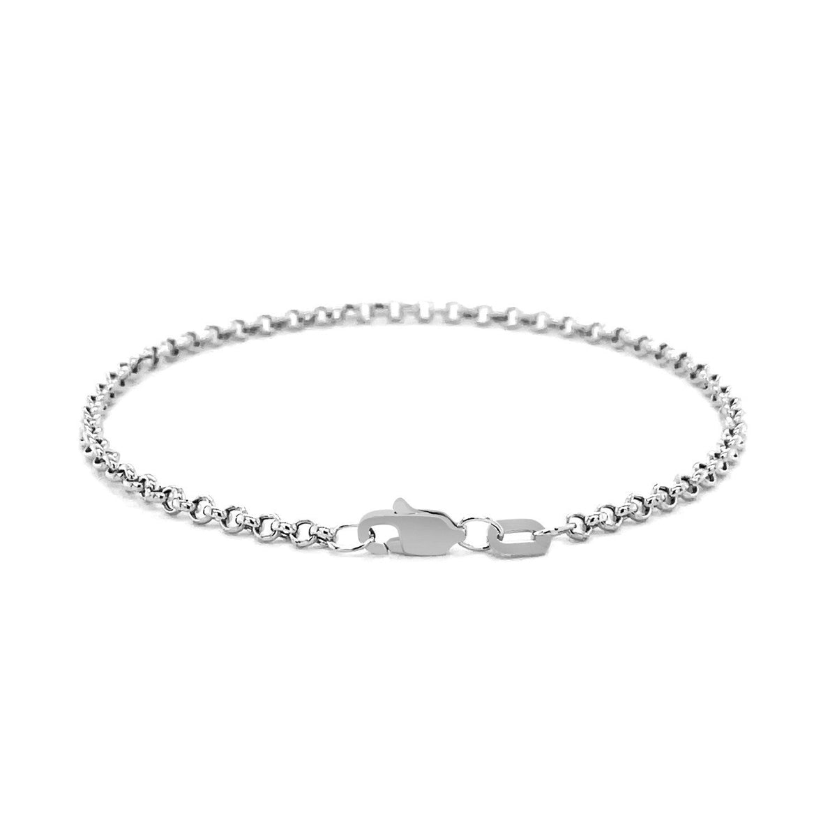 2.3mm 14k White Gold Rolo Bracelet