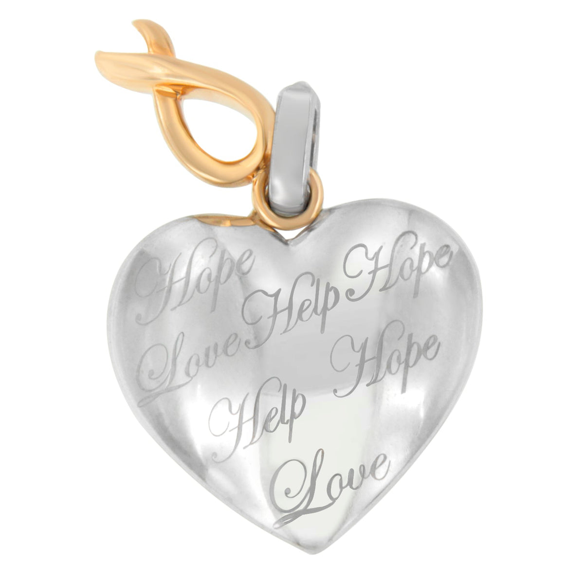 10K Yellow Gold Over Silver Heart Pendant Necklace