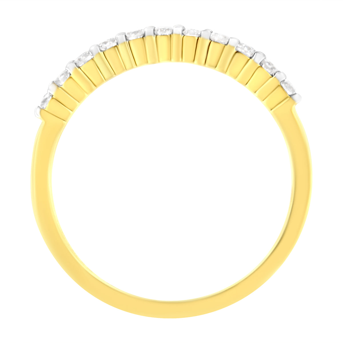 IGI Certified 1/4 Cttw Diamond 10K Yellow Gold Prong Set Fluted Band Style Ring (I-J Color, I2-I3 Clarity) - Size 7