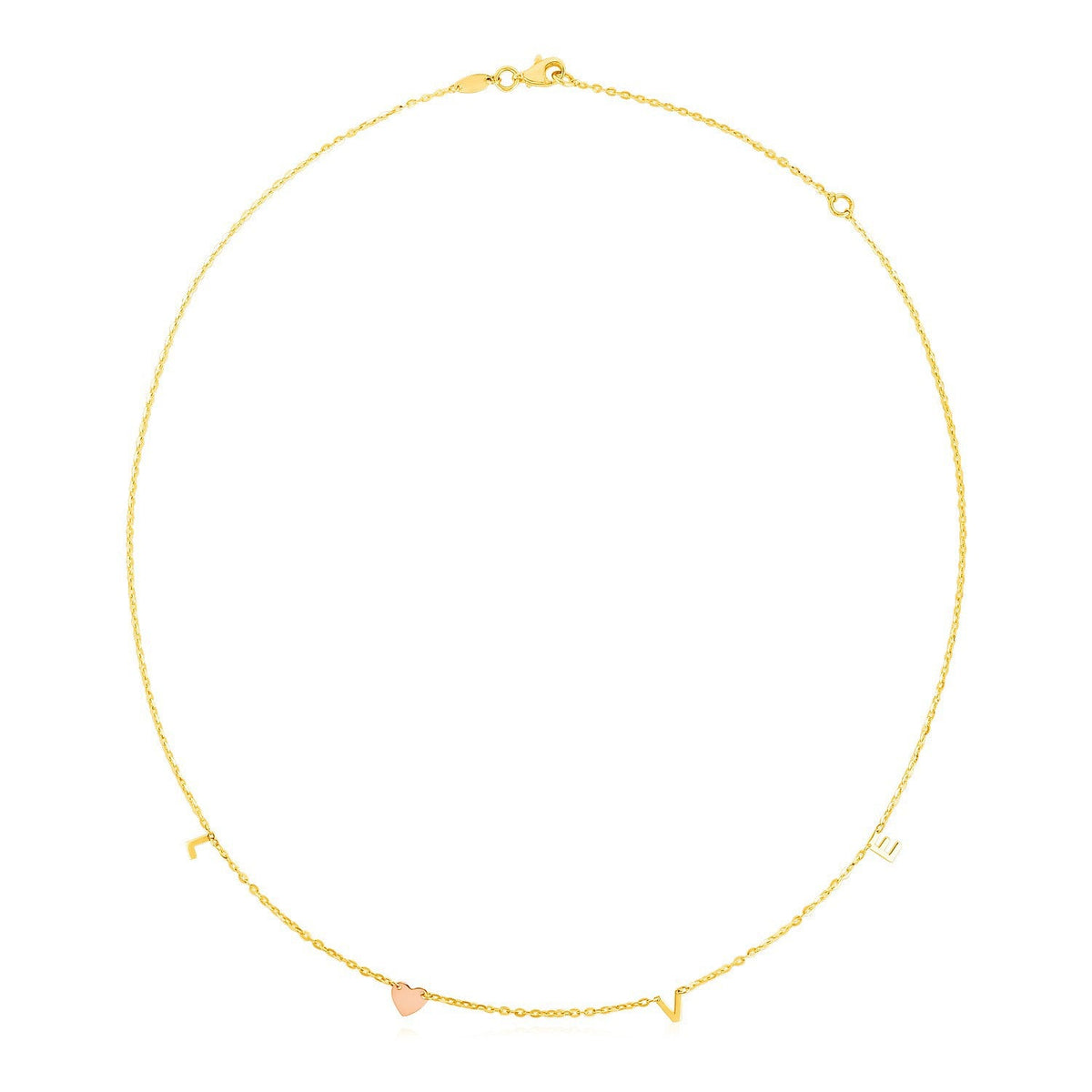 14k Two Tone Gold Love Necklace