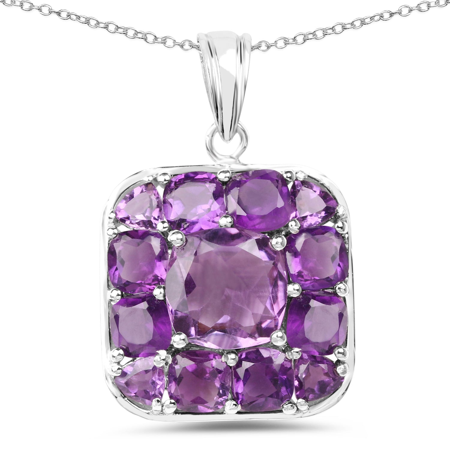 8.20 Carat Genuine Amethyst .925 Sterling Silver Pendant