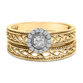 14K Yellow Gold Plated .925 Sterling Silver 1/5 Cttw Diamond Halo Engagement Ring and Wedding Band Set (I-J Color, I3 Clarity) - Size 7