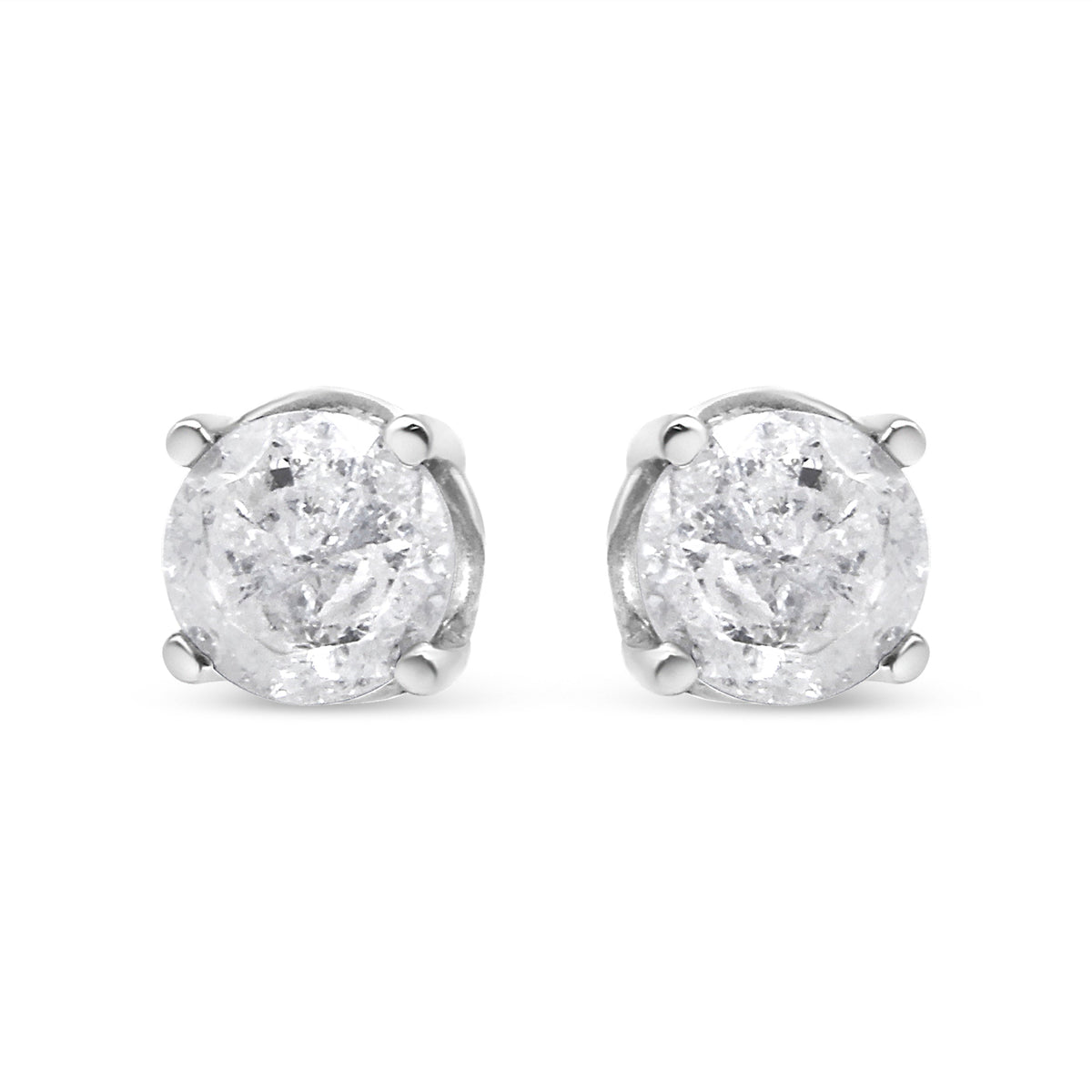14K White Gold 3/4 Cttw Lab Grown Diamond 4-Prong Classic Stud Earrings (F-G Color, VS2-SI1 Clarity)