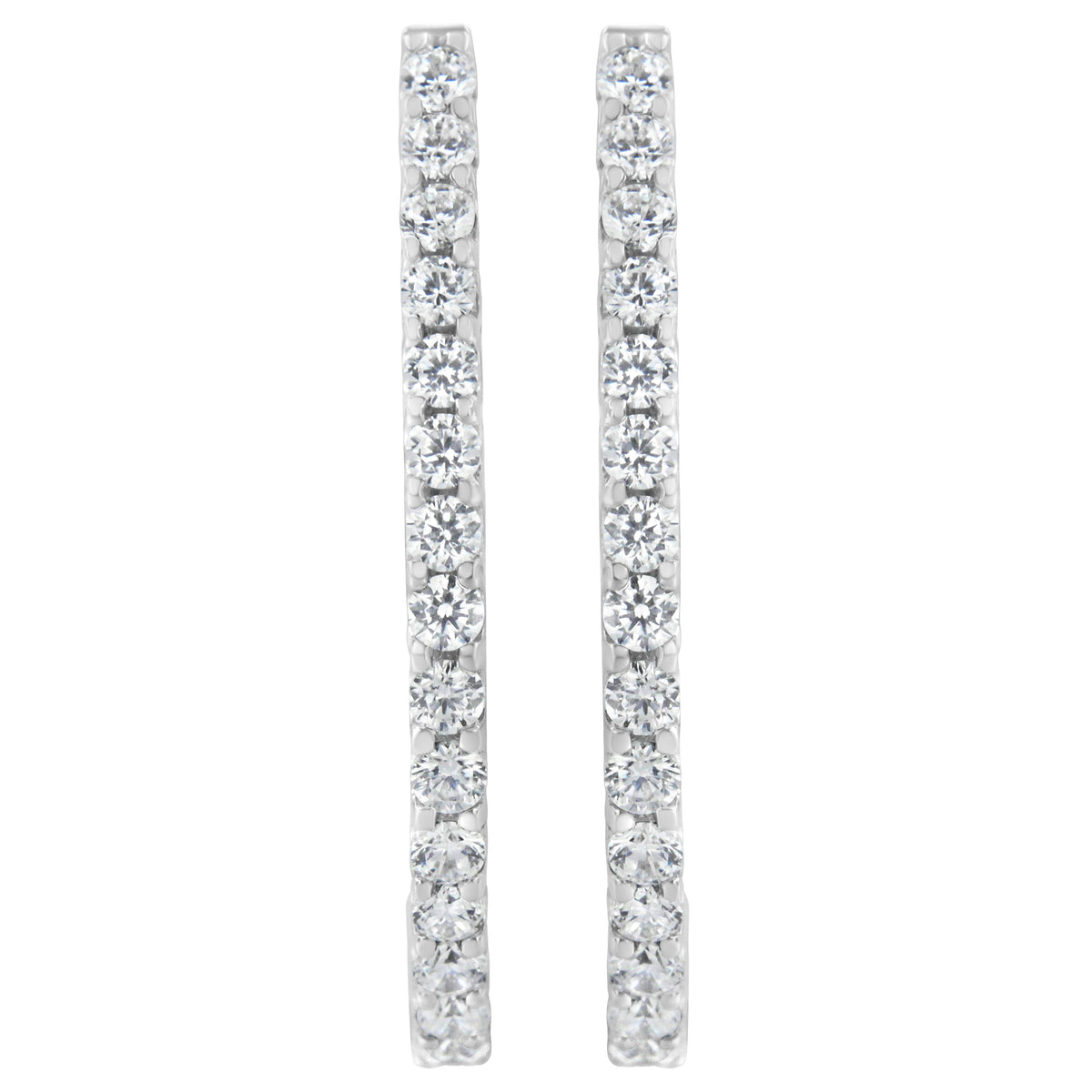 14K White Gold 2.0 Cttw Round Brilliant Cut Diamond Oblong Hinged Leverback Hoop Earrings (I-J Color, I1-I2 Clarity)