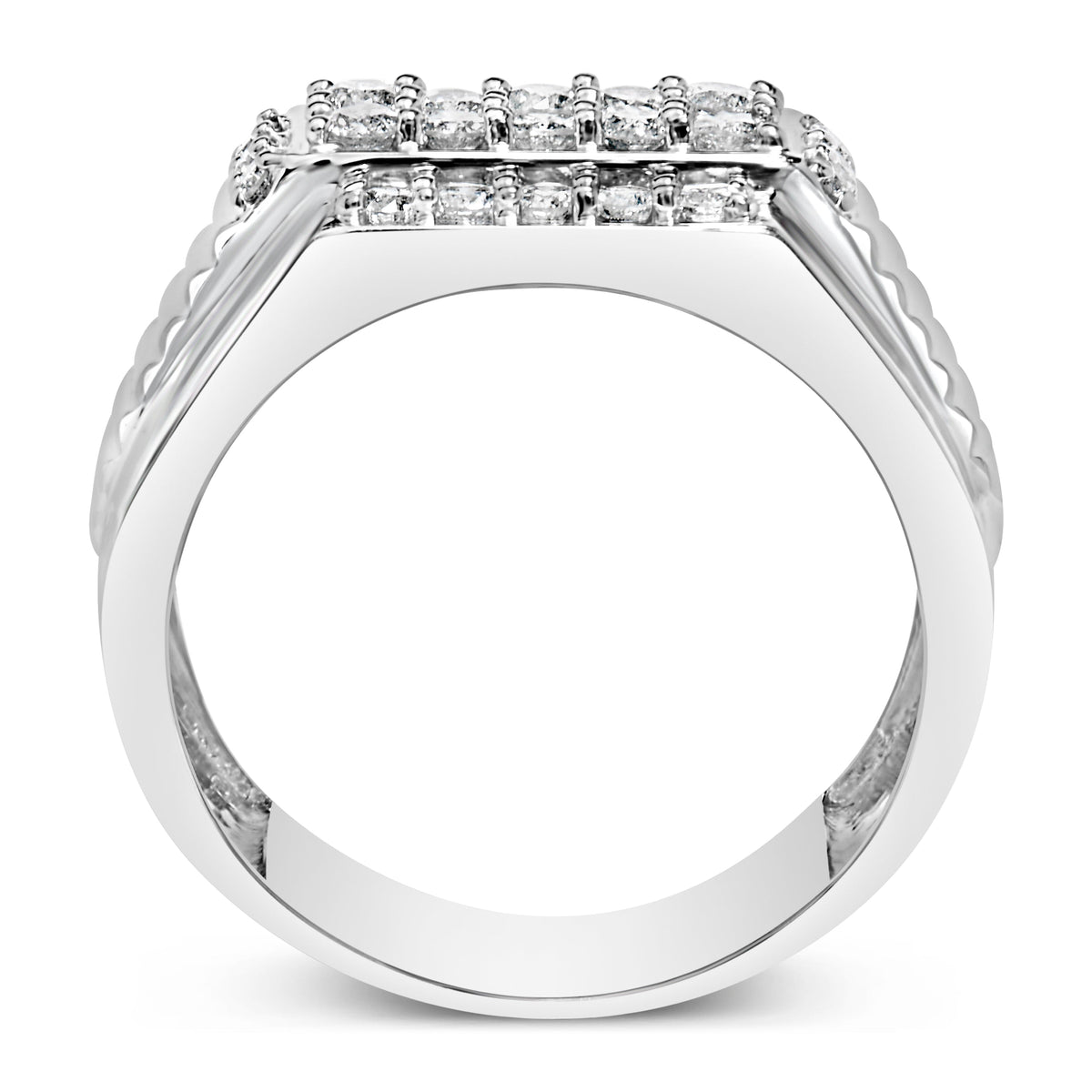 Men's .925 Sterling Silver 1.00 Cttw Diamond Multi Row Band Ring -Size 10