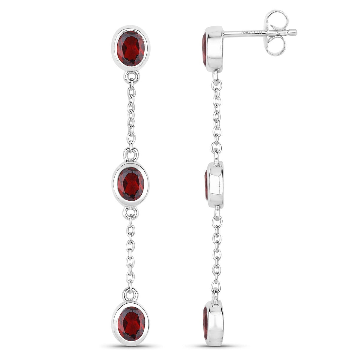 2.70 Carat Genuine Garnet .925 Sterling Silver Earrings