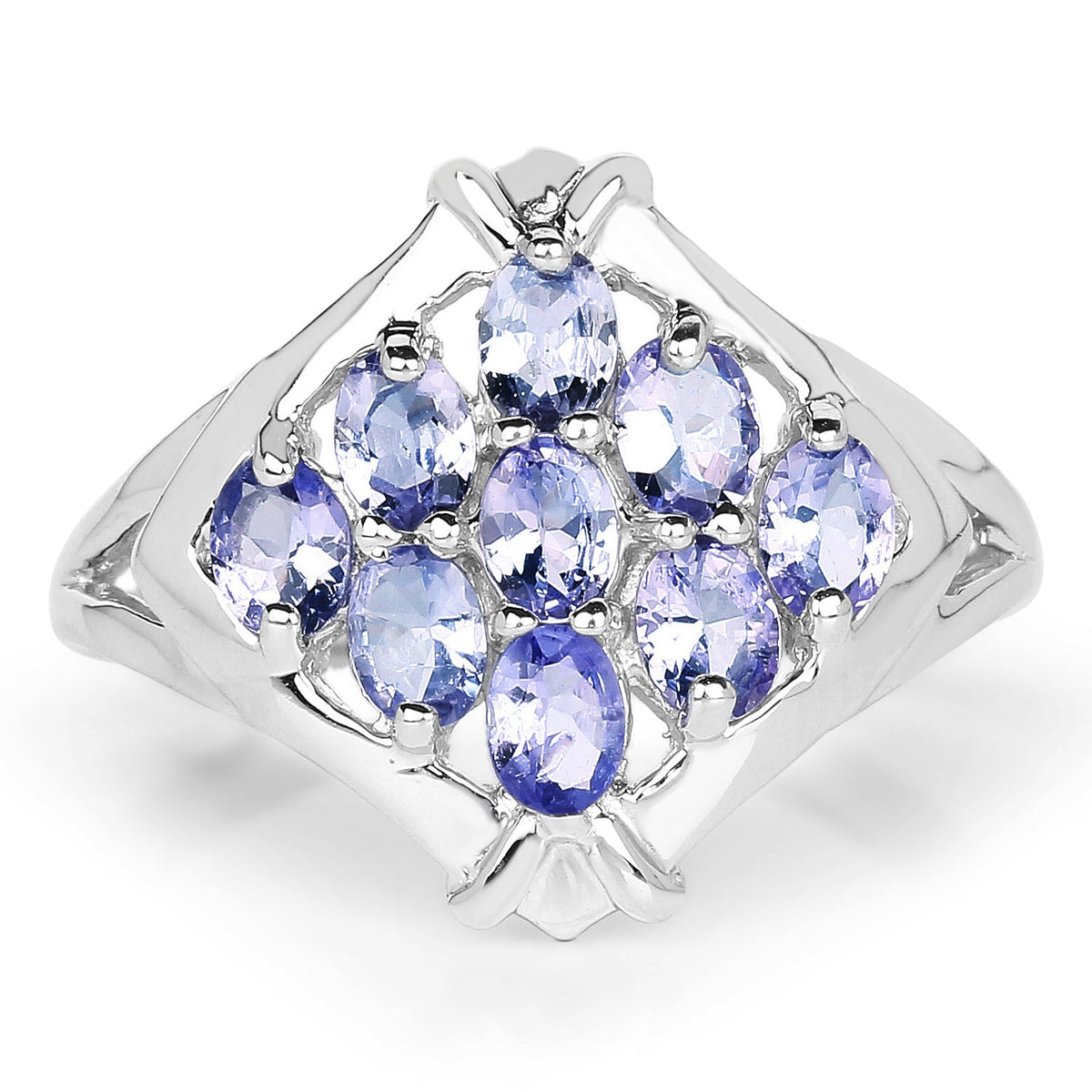 1.53 Carat Genuine Tanzanite .925 Sterling Silver Ring