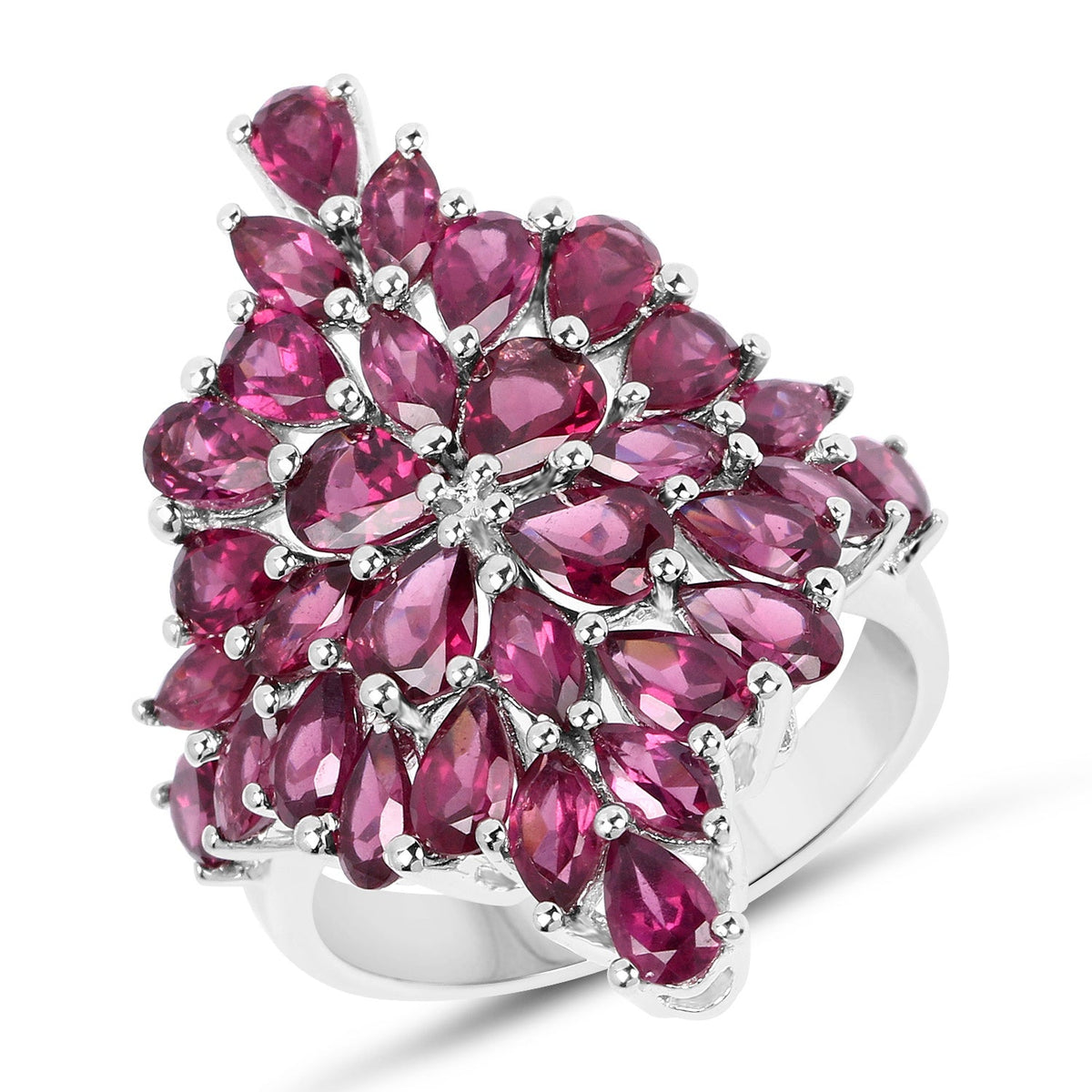 7.52 Carat Genuine Rhodolite .925 Sterling Silver Ring