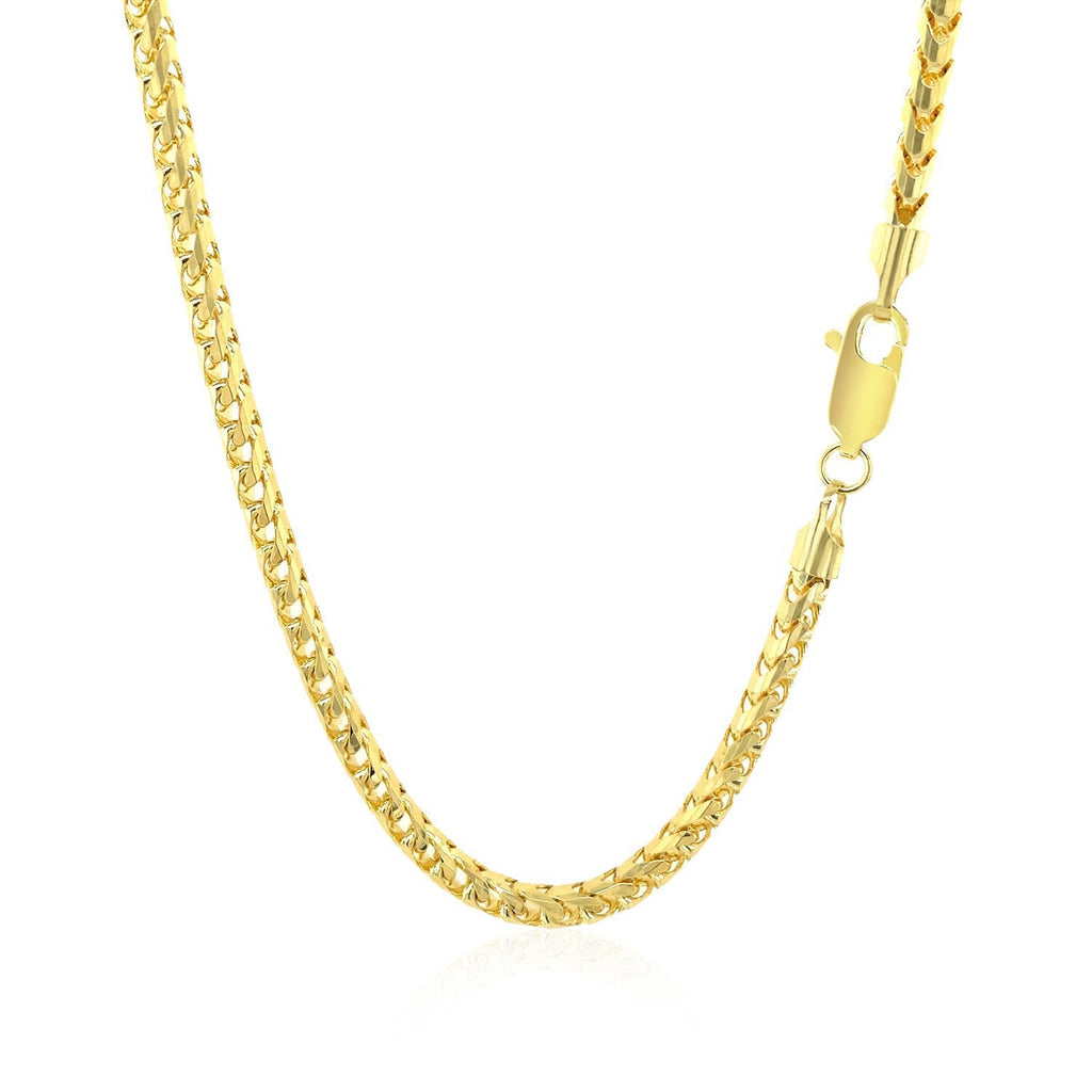 3.1mm 14k Yellow Solid Gold Diamond Cut Round Franco Chain