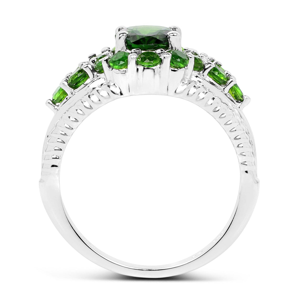 2.28 Carat Genuine Chrome Diopside .925 Sterling Silver Ring