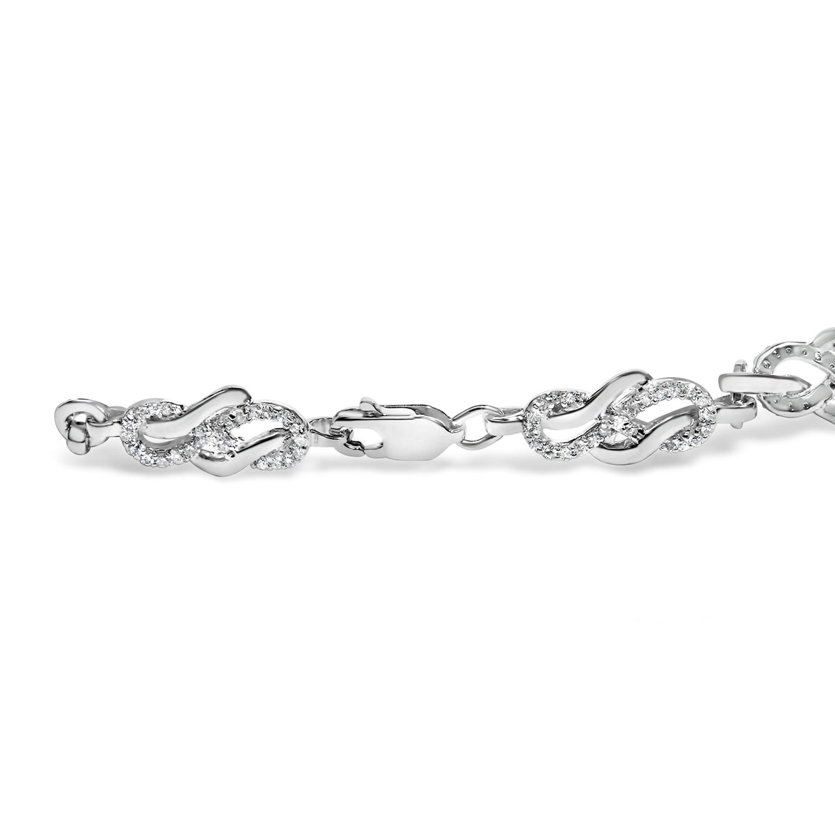 .925 Sterling Silver 1.0 Cttw Diamond Infinity Loop and Swirl Link Bracelet (I-J Color, I2-I3 Clarity) - 7.25" Inches