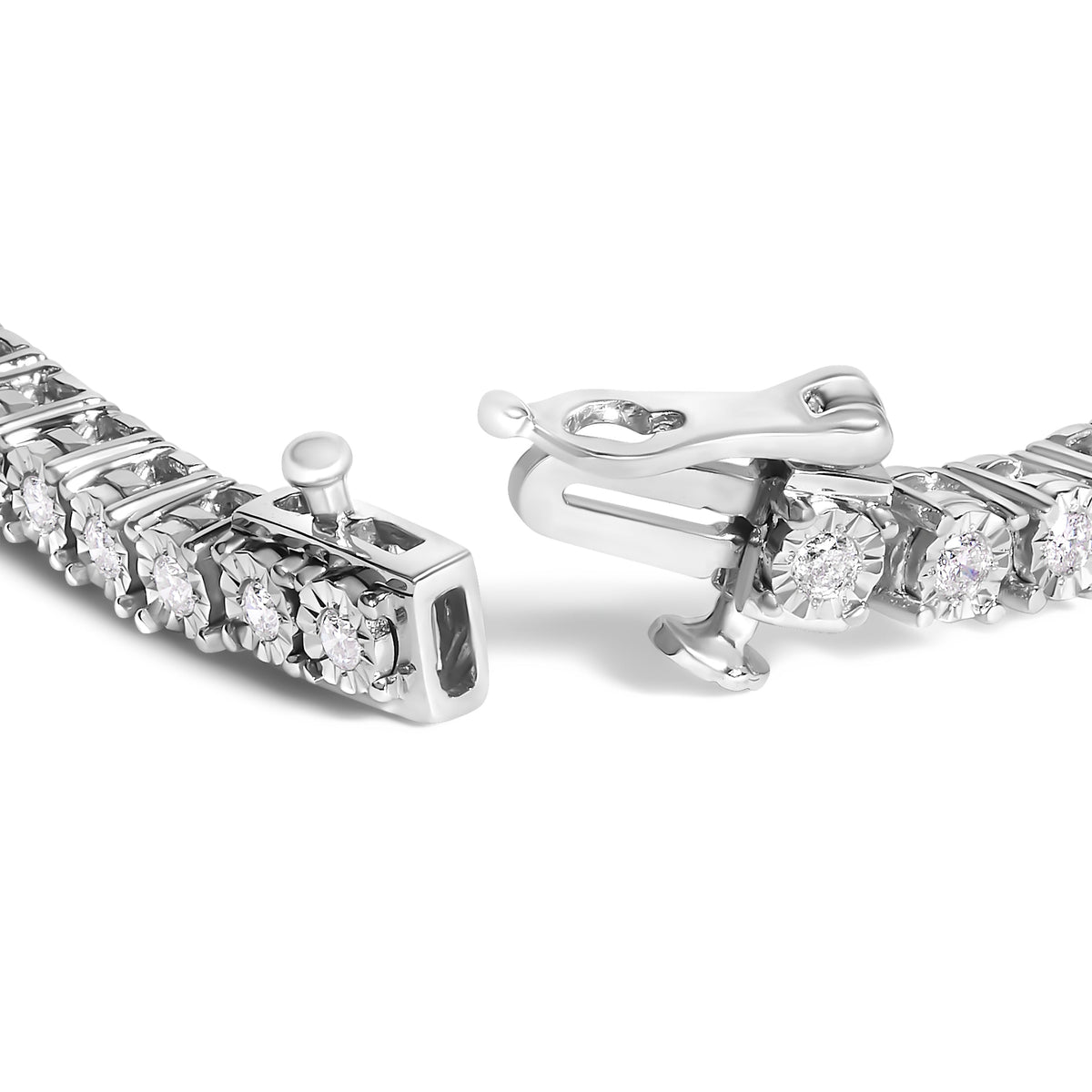 .925 Sterling Silver 3.0 Cttw Lab Grown Diamond Illusion-Set Miracle Plate Tennis Bracelet