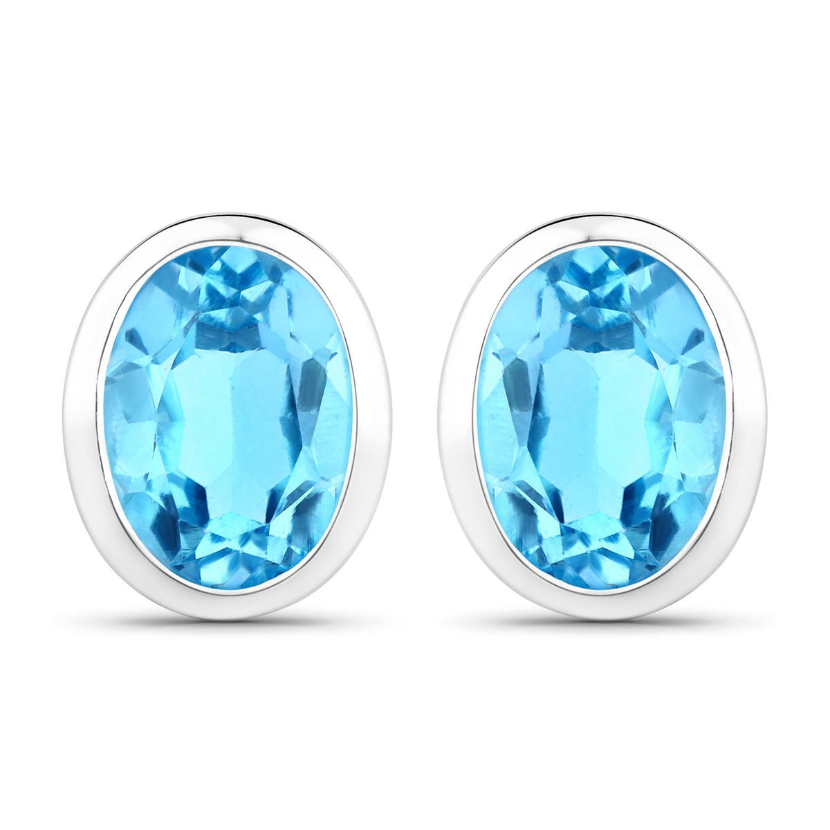 4.00 Carat Genuine Swiss Blue Topaz .925 Sterling Silver Earrings