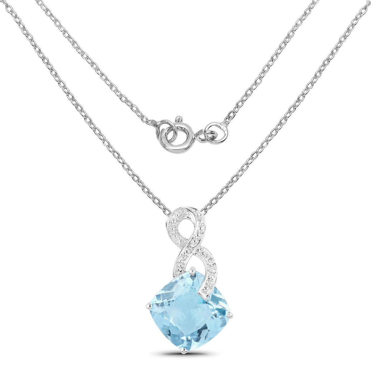 11.95 Carat Genuine Blue Topaz & White Topaz .925 Sterling Silver Pendant