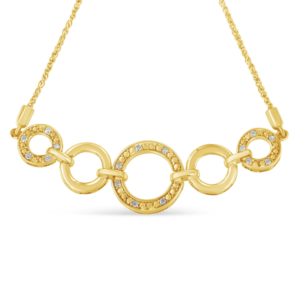 10K Yellow Gold over .925 Sterling Silver Diamond Accented Graduated Infinity Open Circle 6â€-9â€ Adjustable Bolo Bracelet