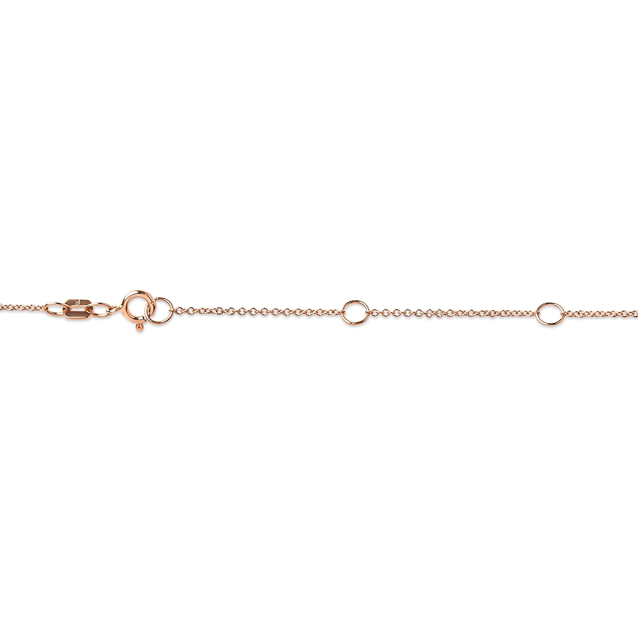 10K Rose Gold 1/3 Carat Round Brilliant-Cut Diamond Modern Bezel-Set Solitaire 16"-18" Pendant Necklace (H-I Color, SI2-I1 Clarity)