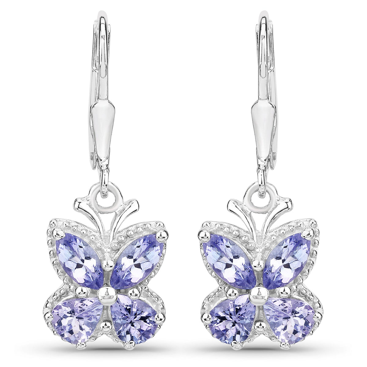 2.08 Carat Genuine Tanzanite .925 Sterling Silver Earrings