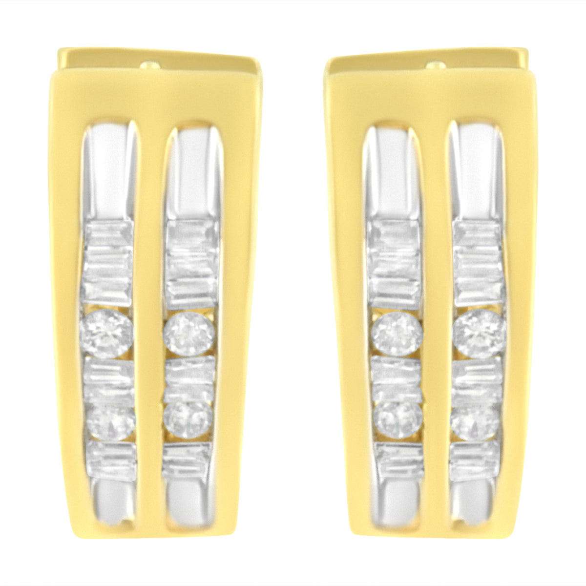 10K Yellow Gold 1/2 cttw Diamond Huggy Heart Hoop Earrings (I-J Clarity, I2-I3 Color)