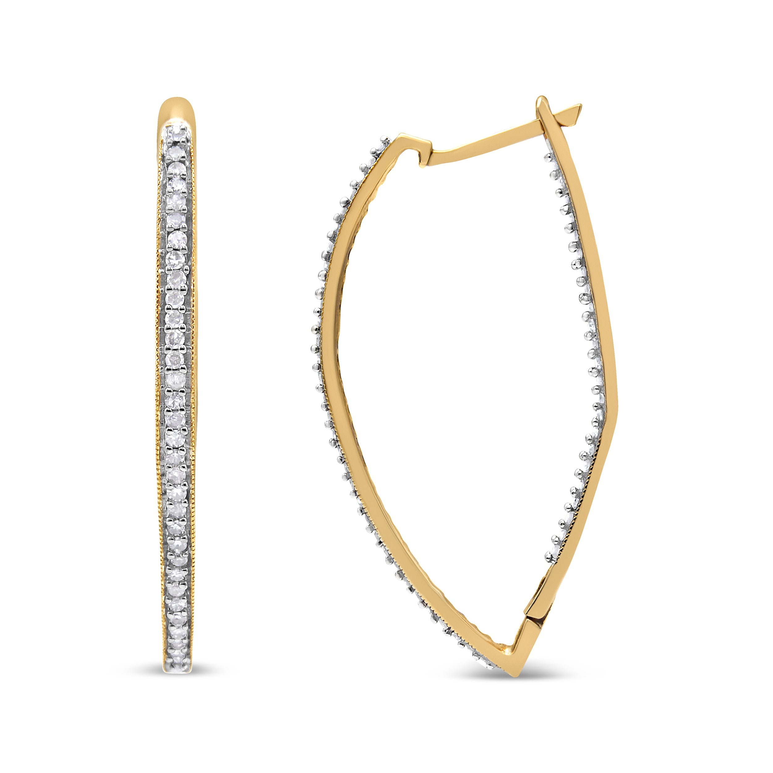 10k Yellow Gold Round Cut Diamond Earrings (1 cttw, I-J Color, I2-I3 Clarity)