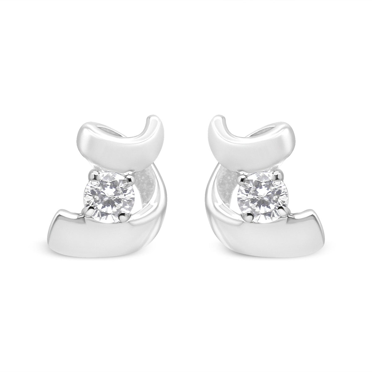 .925 Sterling Silver Round Cut Diamond Fashion Stud Earrings (0.10 cttw, I-J Color, I2-I3 Clarity)
