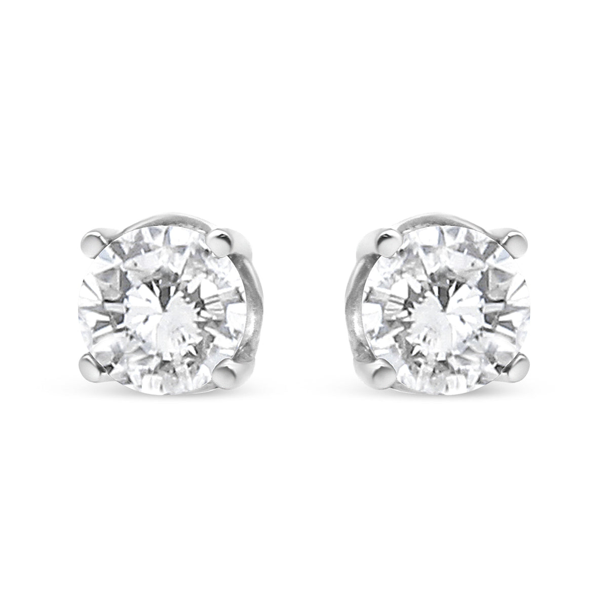 14K White Gold 3/4 Cttw Lab Grown Diamond 4-Prong Classic Stud Earrings (F-G Color, VS2-SI1 Clarity)