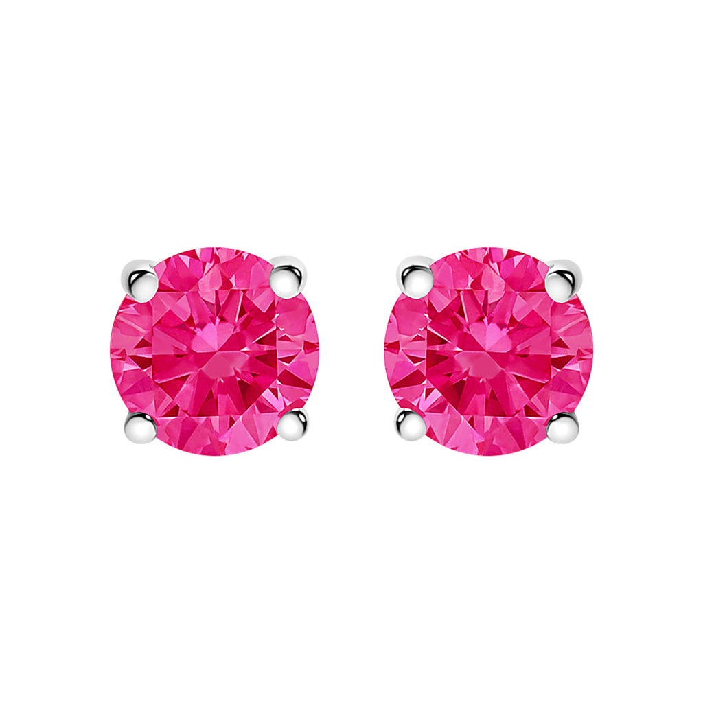 10K White Gold 1/2 Cttw Lab Created Round Brilliant Cut Pink Diamond Classic 4-Prong Solitaire Stud Earrings (Fancy Pink Color, VVS2-VS1 Clarity)