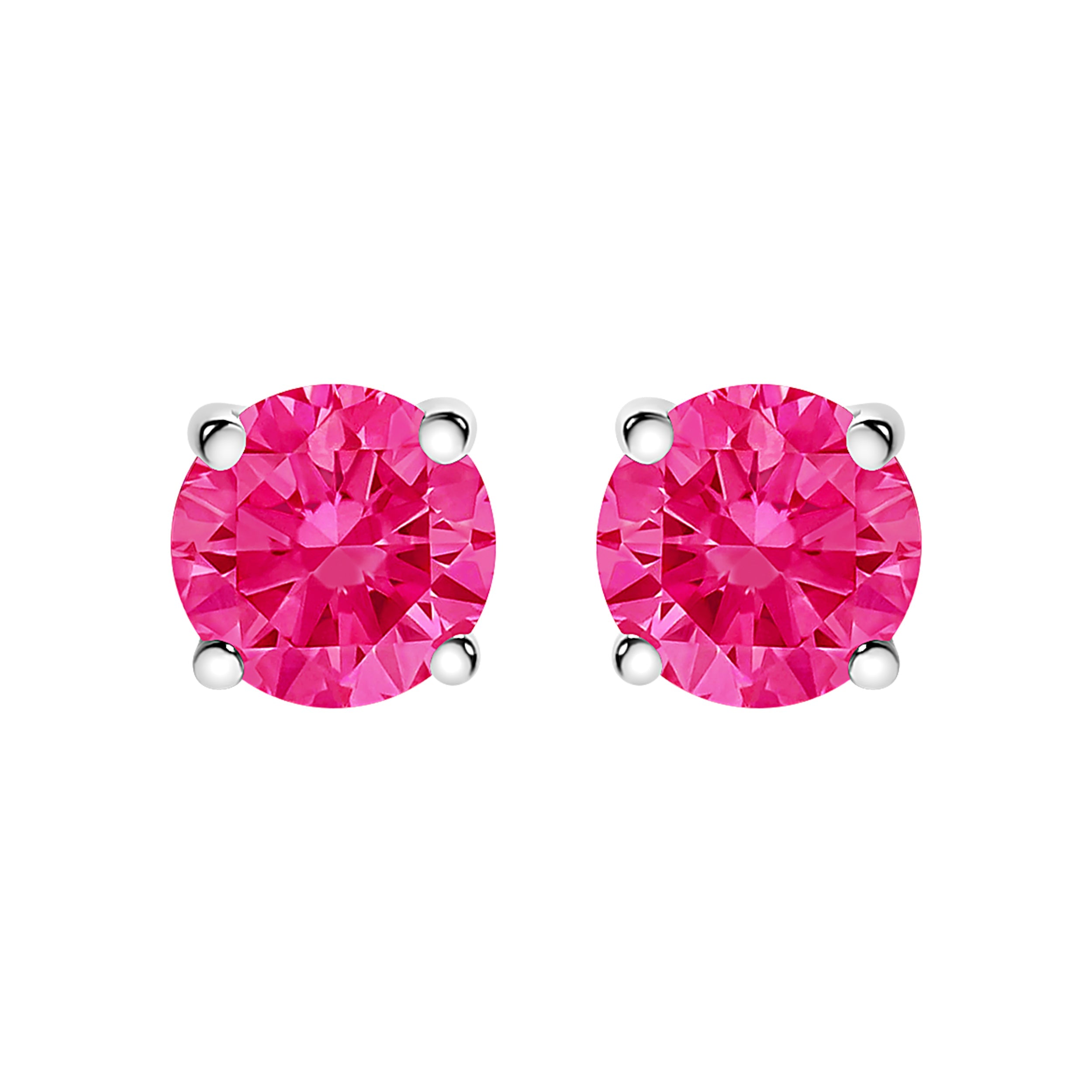 10K White Gold 1/2 Cttw Lab Created Round Brilliant Cut Pink Diamond Classic 4-Prong Solitaire Stud Earrings (Fancy Pink Color, VVS2-VS1 Clarity)