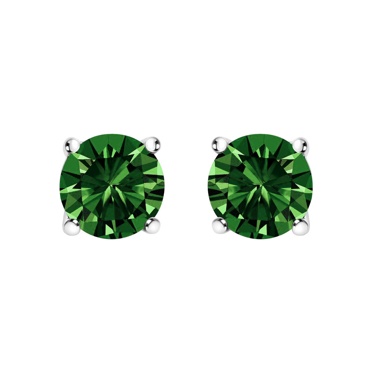 14K White Gold 1.0 Cttw Lab Grown Green Diamond Classic Solitaire Stud Earrings