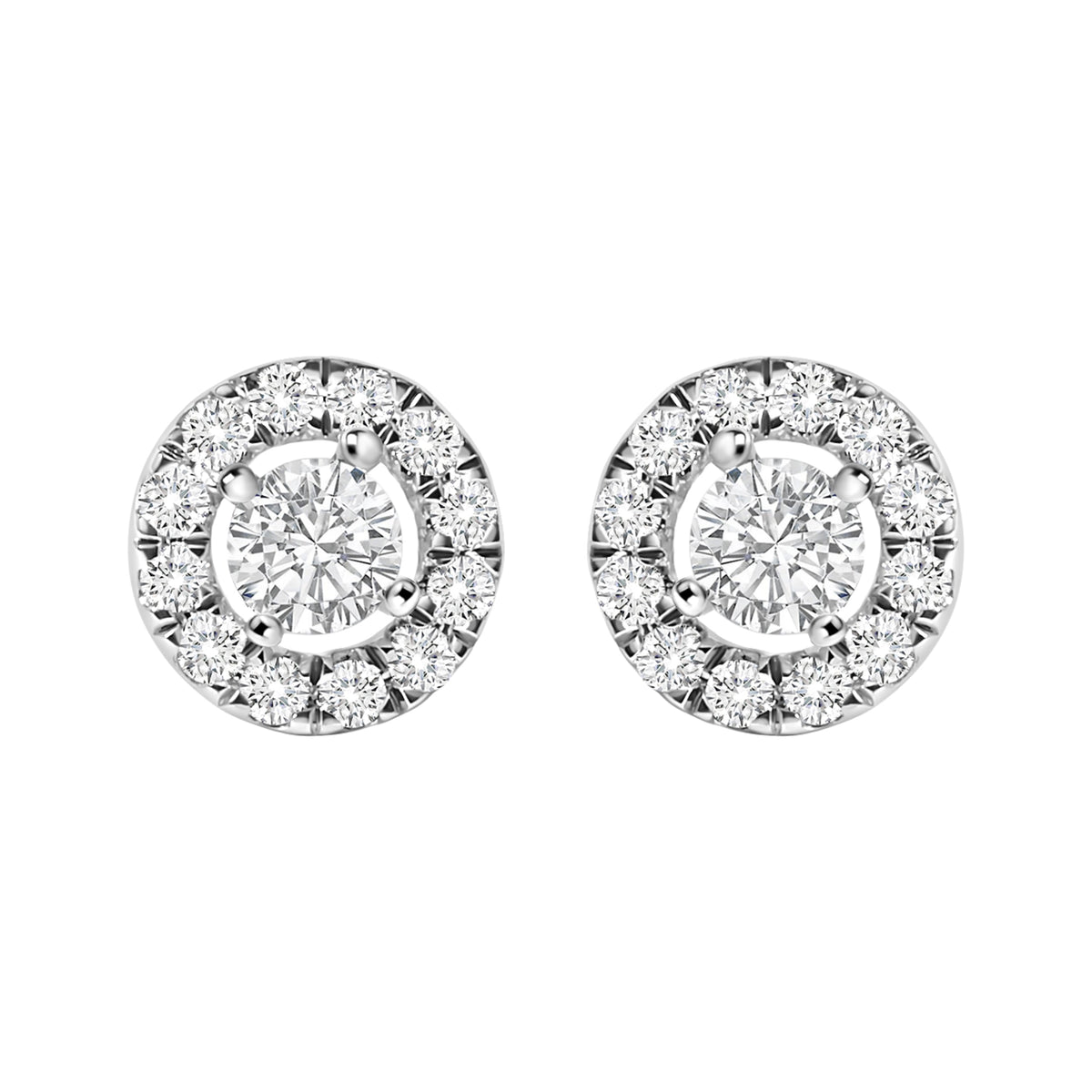 14K White Gold 3/4 Cttw Lab-Grown Diamond Floating Halo Stud Earring (F-G Color, VS1-VS2 Clarity)