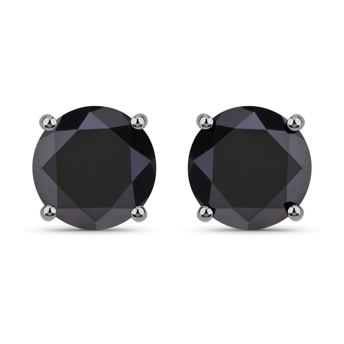 4.81 Carat Genuine Black Diamond 14K White Gold Earrings