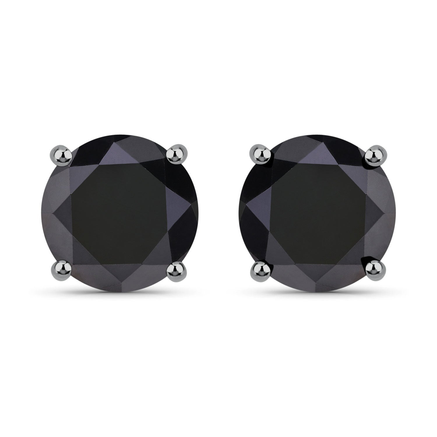 5.41 Carat Genuine Black Diamond 14K White Gold Earrings