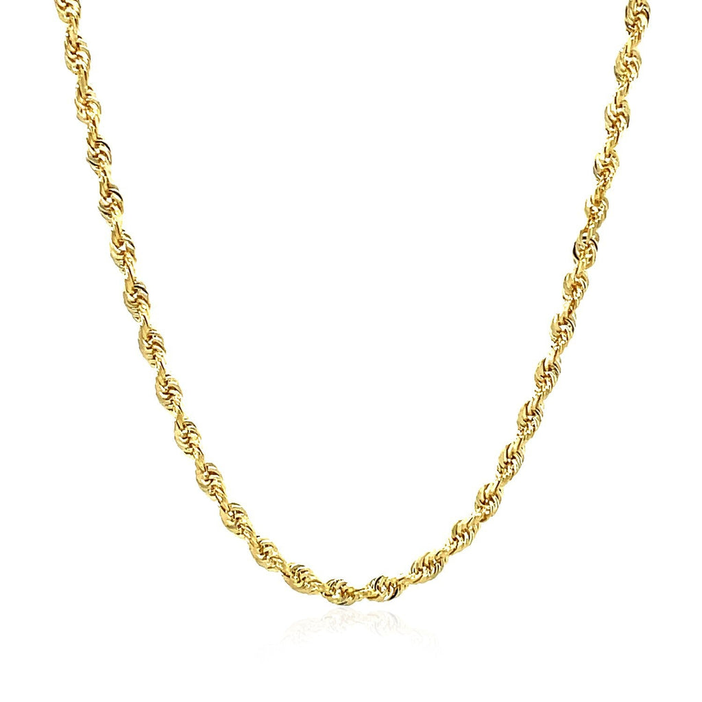 2.75mm 14k Yellow Gold Solid Diamond Cut Rope Chain