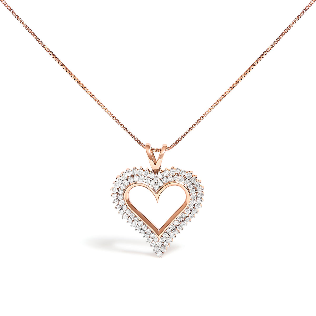 .925 Sterling Silver 1.00 Cttw Diamond Heart 18" Pendant Necklace (I-J Color, I2-I3 Clarity)
