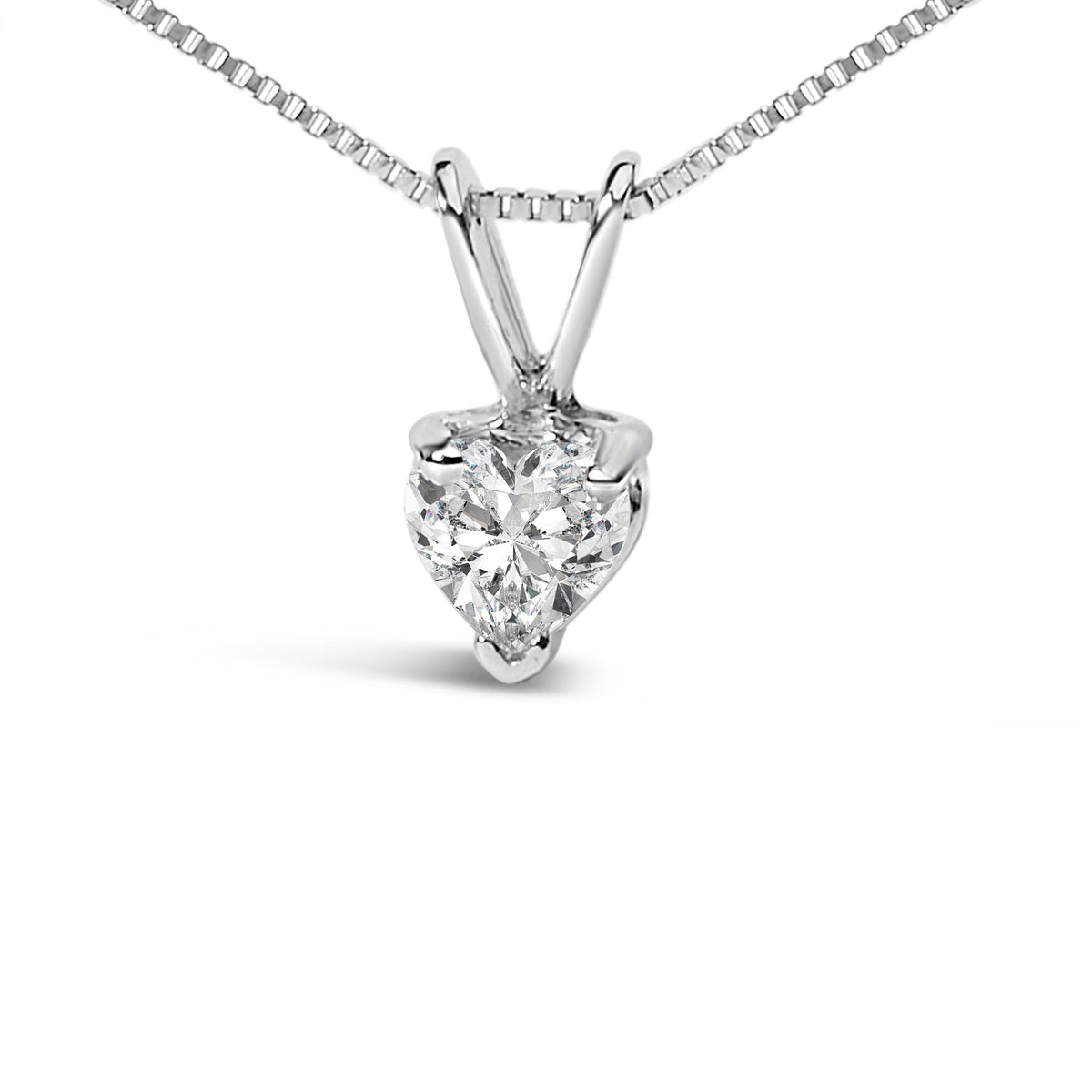 14K White Gold 1/5 Cttw 3-Prong Set Heart Shaped Solitaire Lab Grown Diamond 18" Pendant Necklace (F-G Color, VS2-SI1 Clarity)