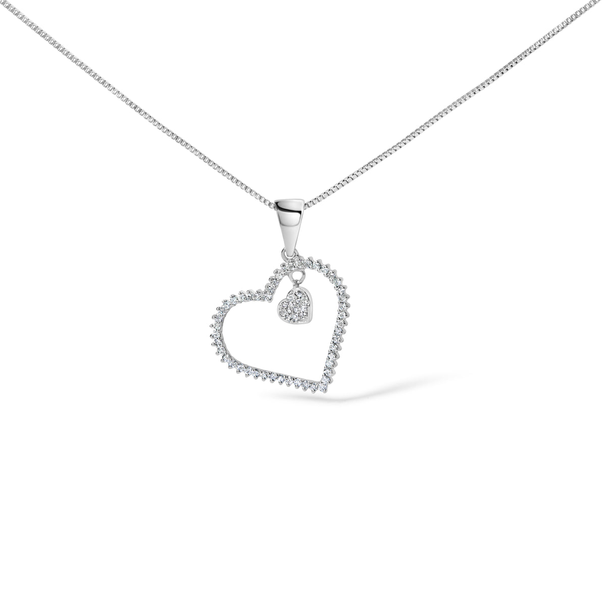 925 Sterling Silver 1/3ct TDW Diamond Heart Pendant Necklace