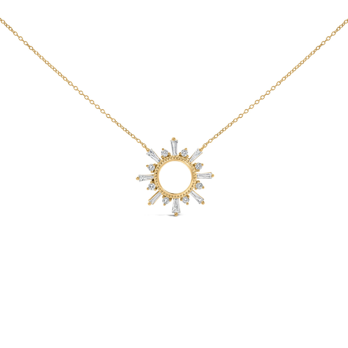 14K Yellow Gold Plated Sterling Silver 5/8 Cttw Diamond Open Starburst Pendant Necklace