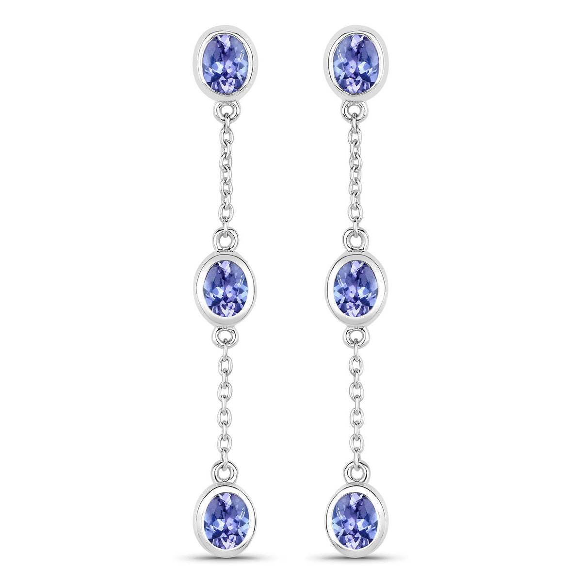 1.98 Carat Genuine Tanzanite .925 Sterling Silver Earrings